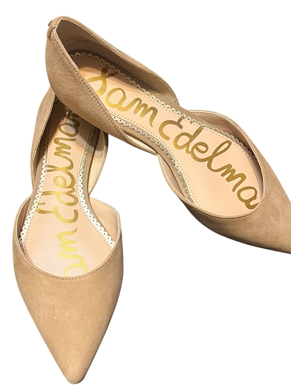 Sam Edelman Rodney Pointed Toe d'Orsay Flats Nude Suede Size 6 New